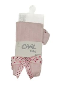 Nové - světlerůžové žebrované punčocháče s mašlemi Civil