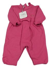 Nové - malinový overal s mašlí a srdíčkem a žebrováním absorba
