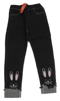 Nové - černé riflové džegíny se zajíčky PatPat