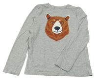 Šedé melírované triko s medvídkem C&A