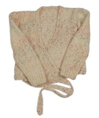 Meruňkový melírovaný pletený zavinovací svetr