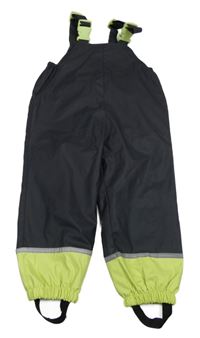 Tmavošedo-limetkové nepromokavé laclové podšité kalhoty X-MAIL