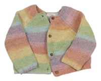 Barevný pruhovaný melírovaný žinylkový propínací svetr Next