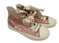 Starorůžovo-bílé třpytivé koženkovo/gumové kotníčkové tenisky PRIMARK vel. 32