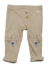 Béžové žebrované tepláky s medvídky F&F