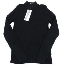 Nové - černý žebrovaný úpletový rolák George