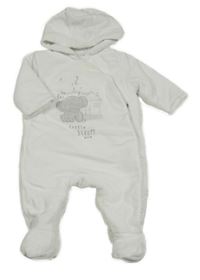 Bílá sametová zateplená kombinéza se sloníkem a kapucí Mothercare