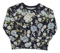 Nové - tmavomodrá mikina s kytičkami Tu