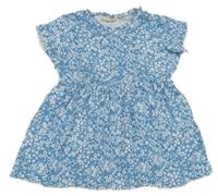 Modro-bílé kytičkované mačkané šaty lupilu