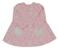 Světlešedo-růžové melírované šaty se srdíčky Mothercare