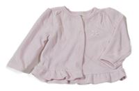 Světlerůžová sametová propínací mikina s mašličkou H&M