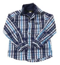Bílo-tmavomodro-modrá kostkovaná košile s logem Jack Wolfskin