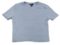 Světlemodré žebrované crop tričko New Look