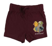 Vínové bavlněné kraťasy s erbem - Harry Potter Primark