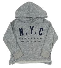 Modrá melírovaná mikina s nápisem a kapucí H&M