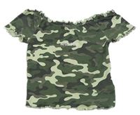 Khaki-šedo-zelenkavé army crop tričko s nápisem Page One Young