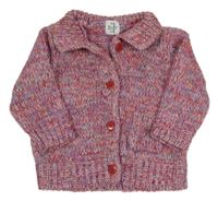Růžovo-barevný melírovaný propínací svetr H&M