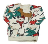 Smetanová mikina se stromky a Santy zn. Nutmeg