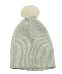 Světlešedá třpytivá pletená čepice s bambulí Star