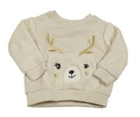 Světlebéžová teplákovo/chlupatá mikina se sobem Dopodopo