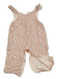 Růžové květované manšestrové podšité laclové kalhoty Next