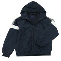 Tmavomodrá šusťáková jarní bunda s kapucí Next