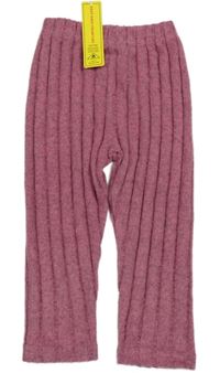 Nové - Růžové melírované žebrované úpletové legíny Shein