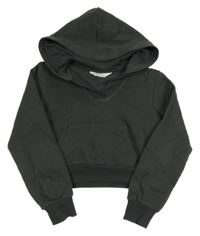 Antracitová crop mikina s kapucí H&M