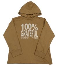 Hnědé triko s nápisem a kapucí Zara