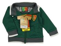 Nové - Tmavozeleno-tmavošedá sportovní propínací mikina s nášivkou - Portugal