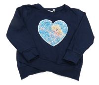 Tmavomodrá mikina s Frozen z překlápěcích flitrů Disney