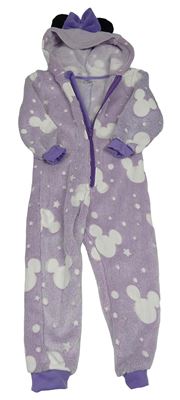 Lila chlupatá kombinéza s kapucí - Minnie Disney