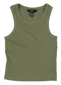 Khaki žebrovaný crop top New Look