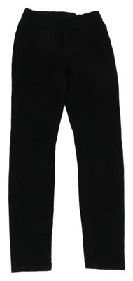 Černé manšestrové elastické kalhoty H&M