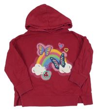 Malinová mikina s motýly a kapucí M&Co.
