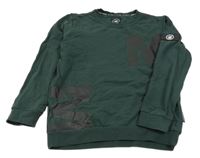 Tmavozelená mikina s nápisem