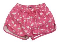 Tmavorůžové plážové kraťasy s plameňáky Blue Seven