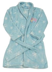 Světlemodrý chlupatý župan s hvězdami a Elsou Disney