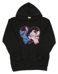 Černá lehká mikina se Stitchem s Angel a kapucí