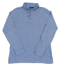 Modré melírované polo triko s výšivkou Next