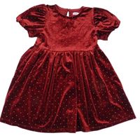 Tmavočervené puntíkaté sametové šaty Sinsay