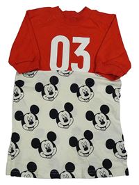 Červeno-smetanové tričko s Mickeym a číslem Adidas