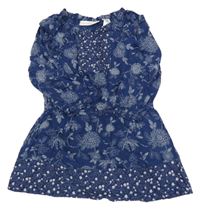 Tmavomodré květované lehké šaty H&M