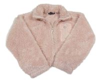 Růžová chlupatá propínací crop mikina Primark