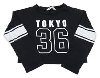 Černé crop triko s číslem H&M