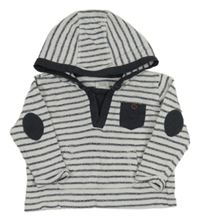 Bílo-šedá pruhovaná lehká mikina s kapucí Mamas&Papas