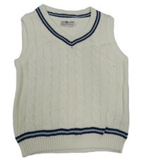 Bílá vzorovaná pletená vesta s modrým lemem Pep&Co