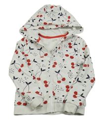 Bílá propínací mikina s třešněmi a kapucí orchestra