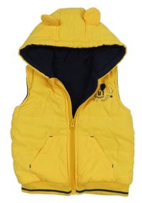 Žlutá šusťáková zateplená vesta s Mickeym a kapucí George