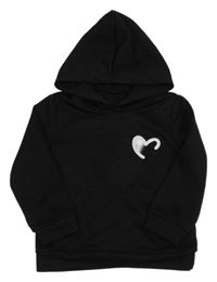 Černá lehká mikina se srdíčkem a kapucí shein